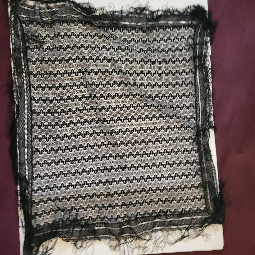 Black Fringe Shawl with sparkles 42x44, Sassy! - Picture 9 of 10